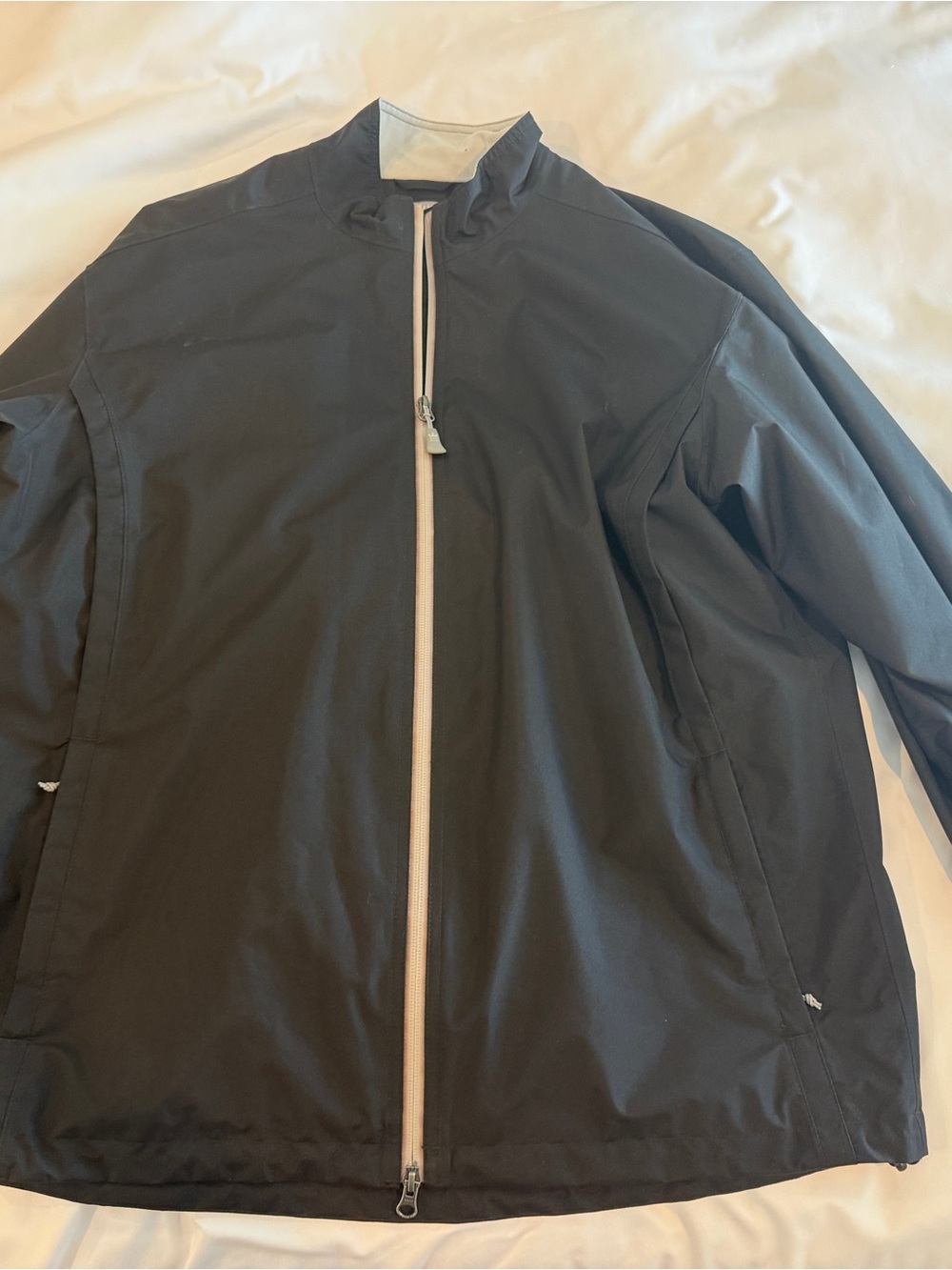Peter Millar Black Windbreaker with Contrasting Light Zipper NWOT